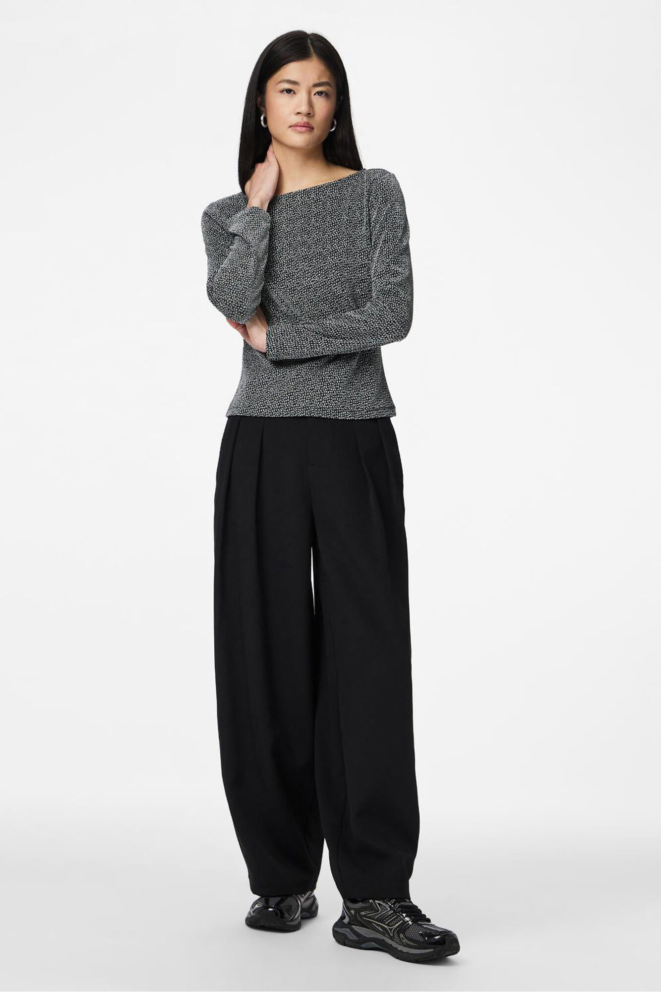 Pieces Blusa de lurex de manga comprida