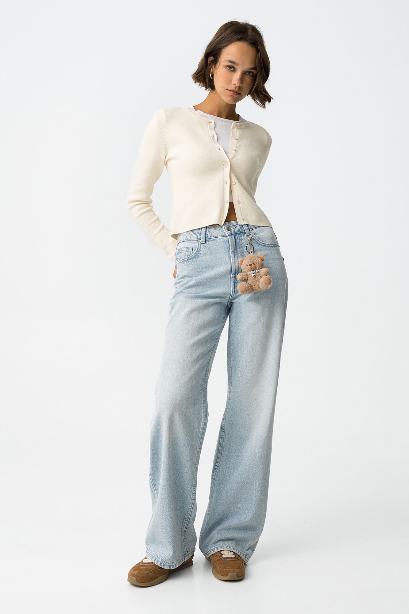 Tiffosi Cal&ccedil;a jeans de cintura alta e pernas largas