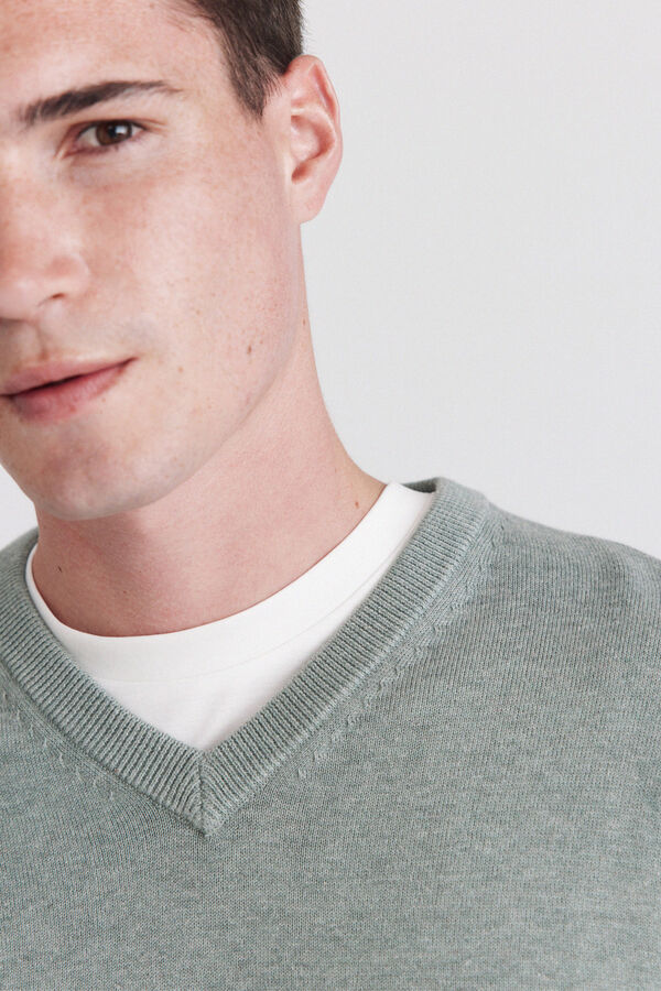 Springfield Pull basique col en V vert