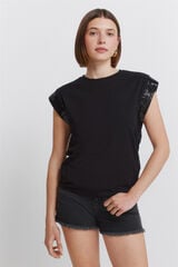 Springfield Sequin short sleeve T-shirt black