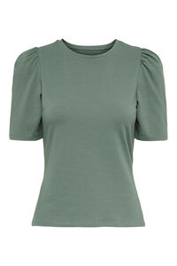 Only Top de cuello redondo y manga 2/4 abullonada