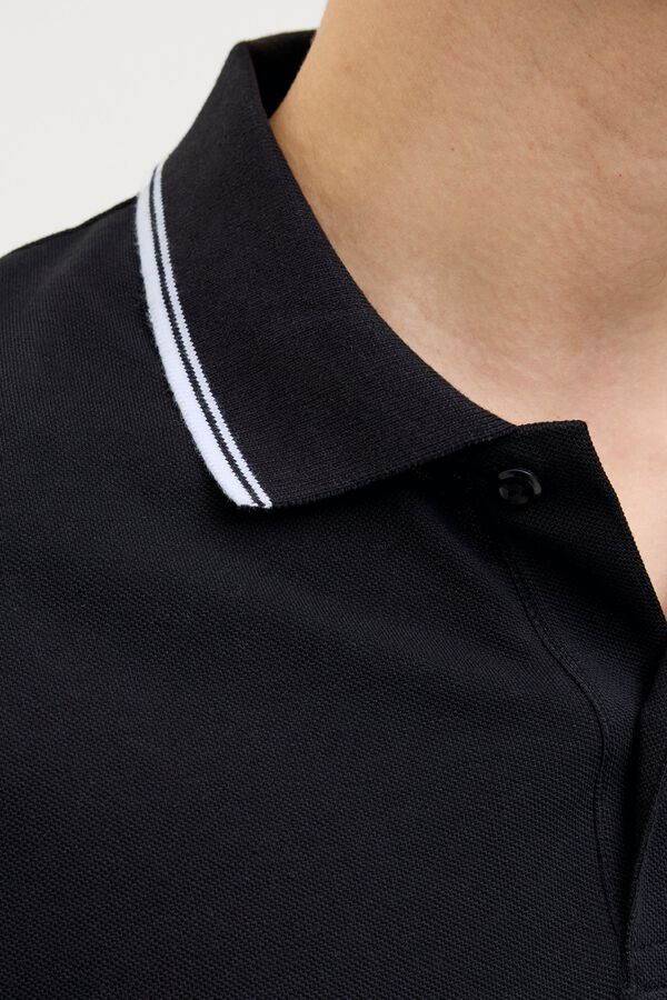 JJ REBEL Piqu&eacute; knit regular fit polo shirt noir