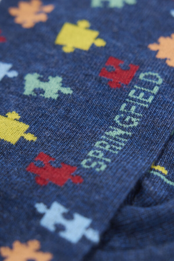 Springfield Meia soquete puzzle azul