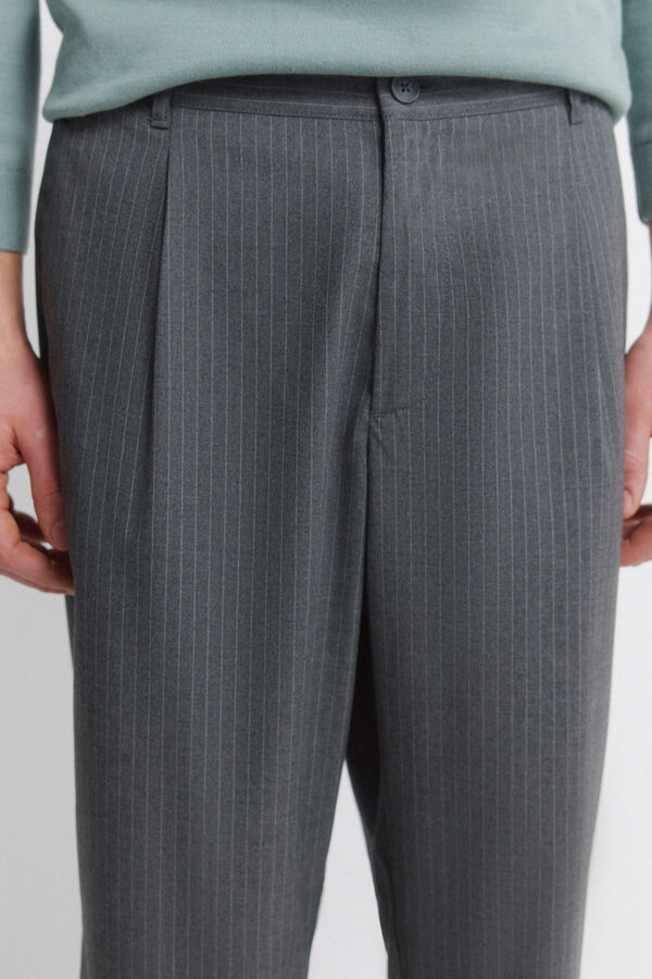 Springfield Relaxed fit striped straight trousers grey