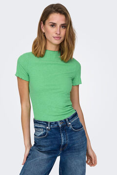 Springfield Short-sleeved jersey-knit ribbed top green