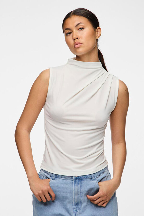 Springfield Sleeveless mock turtleneck top white