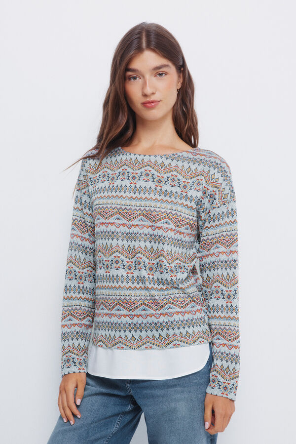 Springfield T-shirt estampada combinada  cinzento