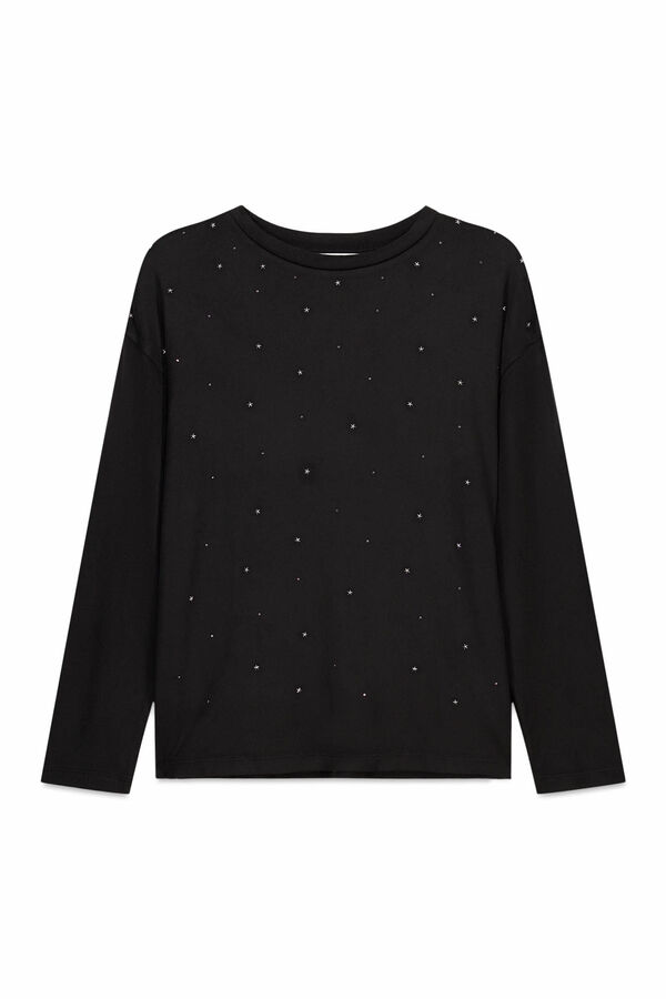 Springfield Front studded T-shirt black