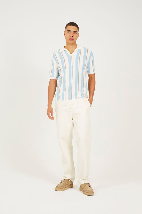 Brave Soul Jersey-knit polo shirt with short sleeves blue