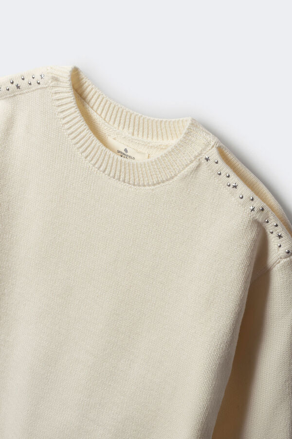 Springfield Kids Camiseta feminina canelada ombro a ombro bege