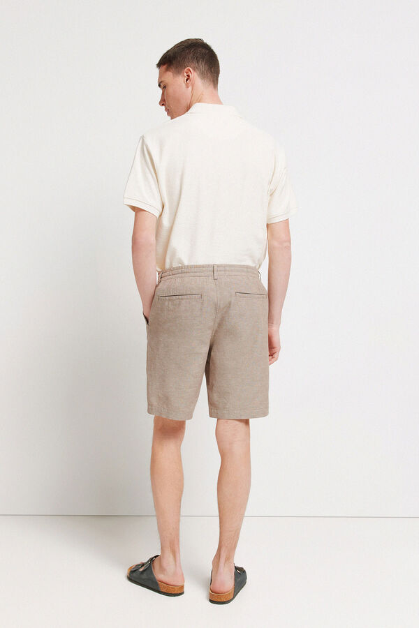 Springfield Bermuda coupe slim confortable en lin nude