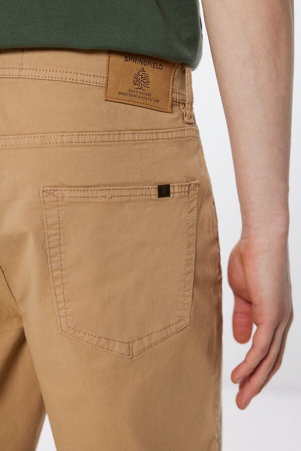 Springfield Lightweight colourful slim fit Bermuda shorts medium beige