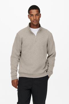 Only & Sons Sweatshirt regular com fecho-&eacute;clair