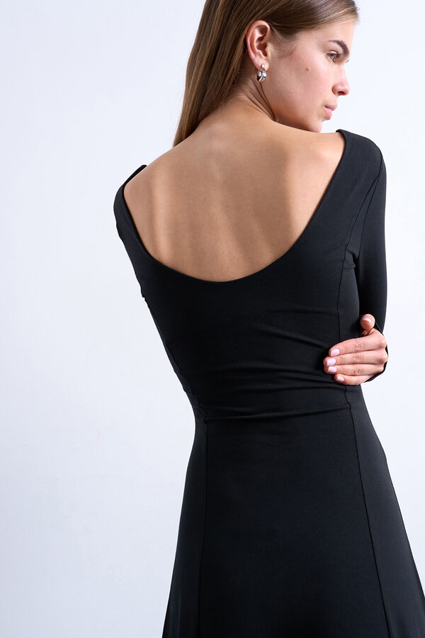 Topshop Vestido largo de manga larga con modal negro