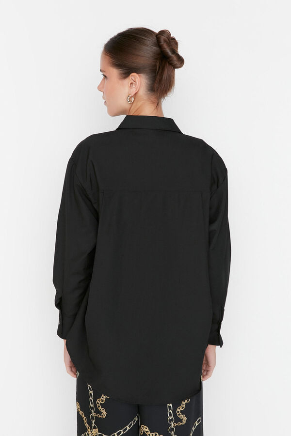 Trendyol Camisa algod&oacute;n negro