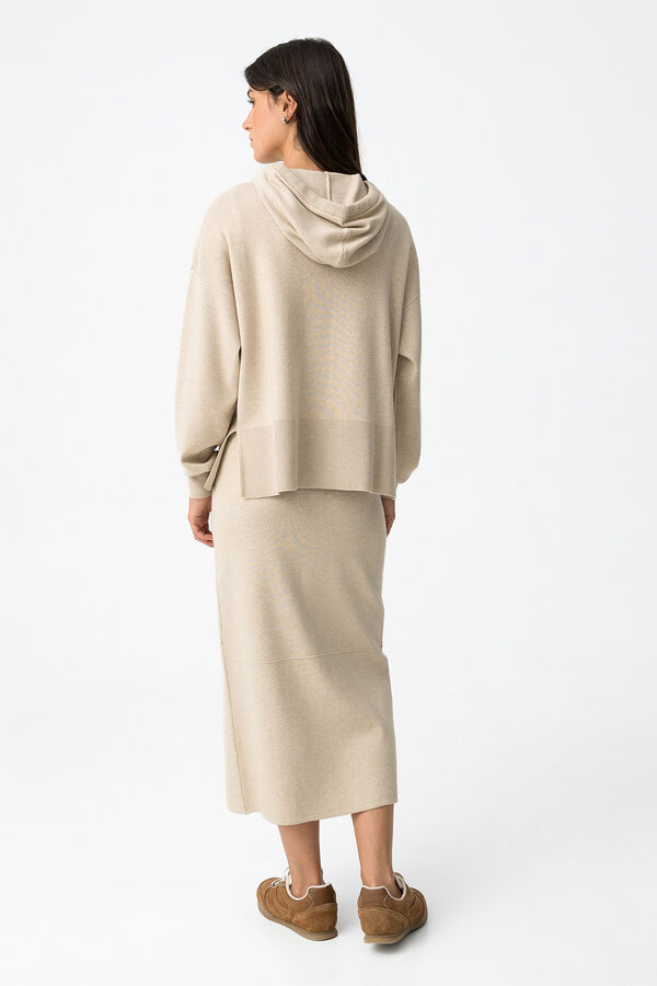 Tiffosi Malha midi de saia bege