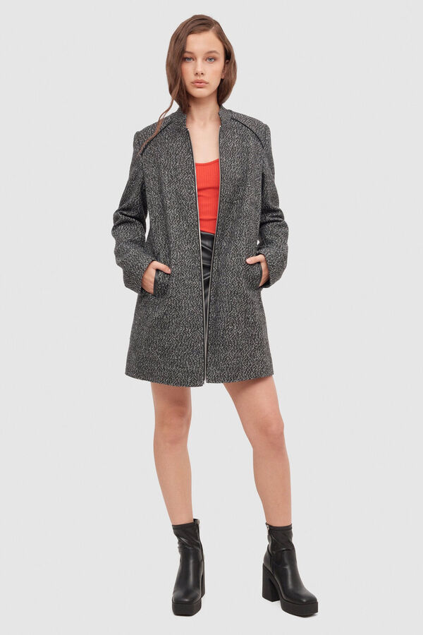 Inside Strukturierter Mantel mit Rei&szlig;verschluss Schwarz