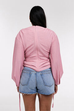 Topshop Blusa manga comprida com detalhe franzido