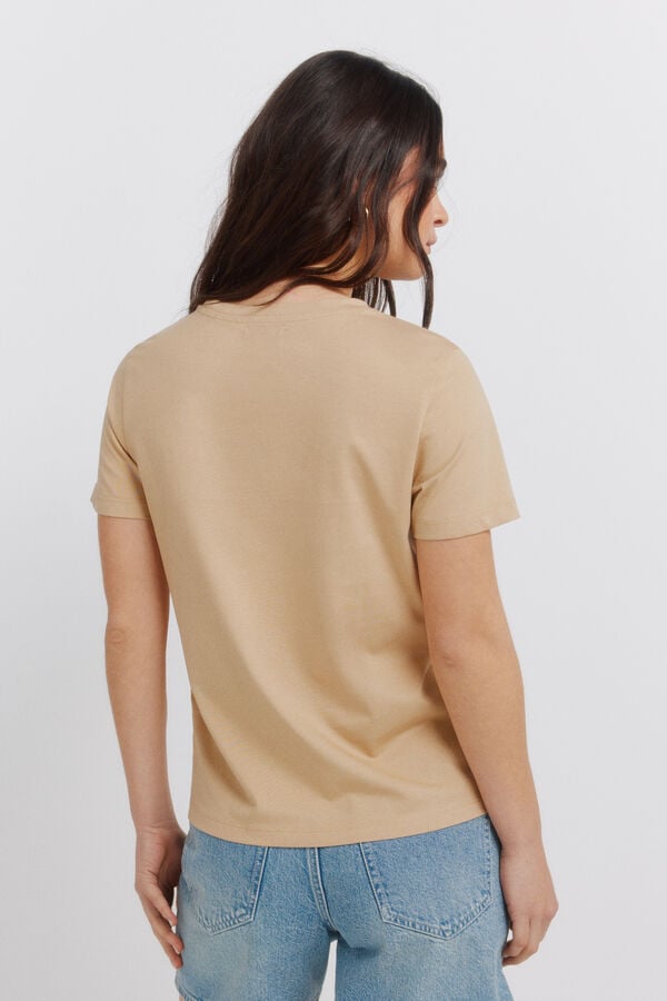 Springfield Cotton graphic T-shirt nude