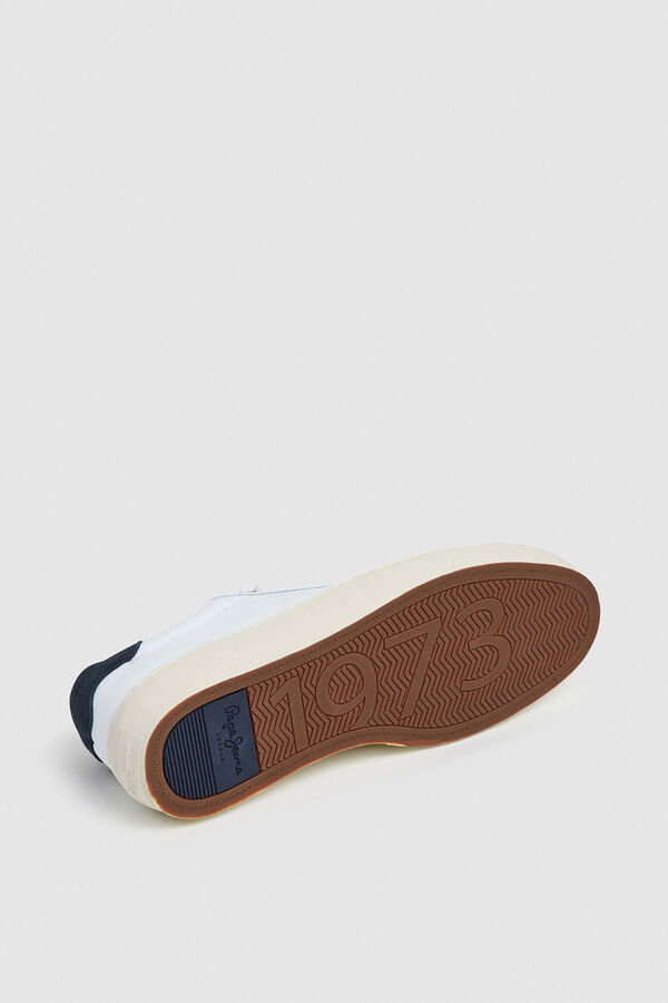 Pepe Jeans T&ecirc;nis de couro com detalhes em Camur&ccedil;a branco