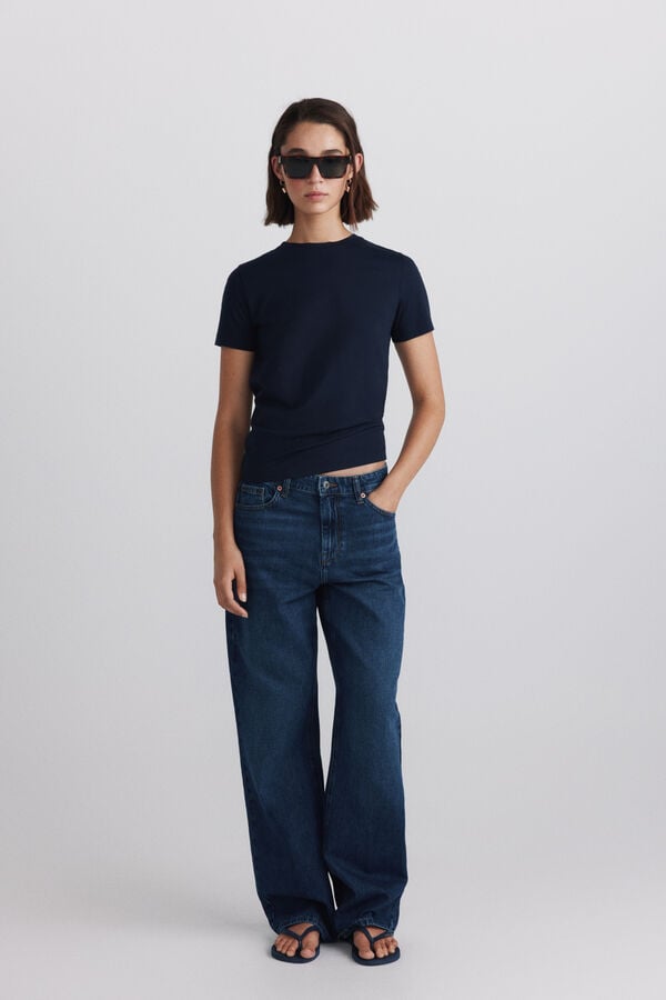 Springfield Plain cotton basic T-shirt black