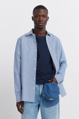 Springfield Oxford gingham print wrinkle free shirt blue