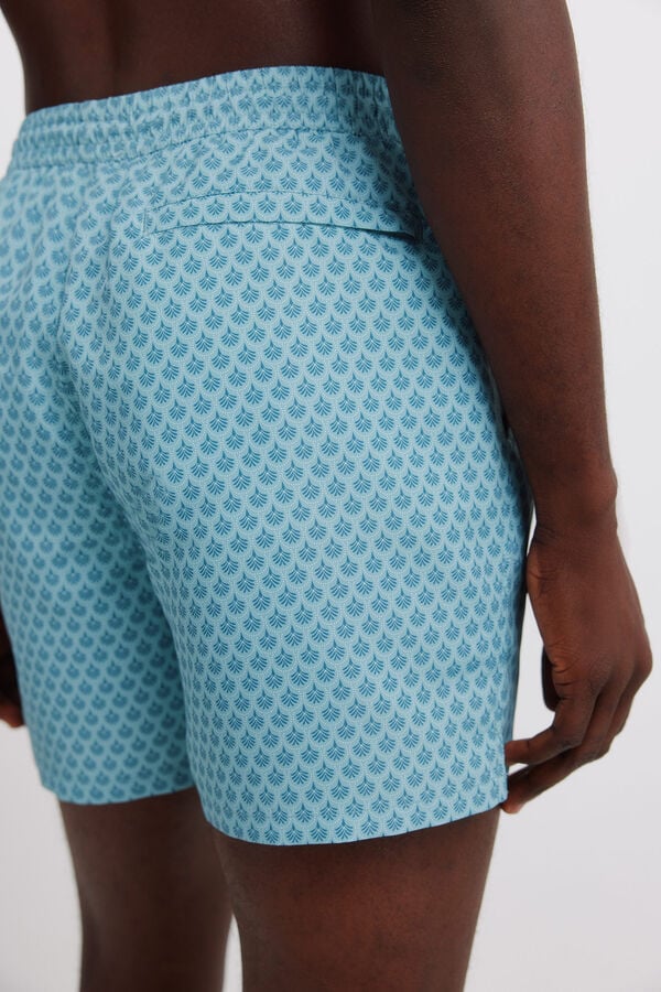 Springfield Printed mosaic zip pocket swimwear blue