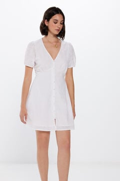 Springfield Schiffli embroidered short dress white