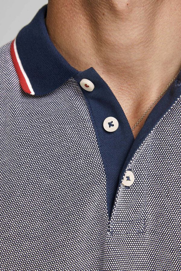 Springfield Contrast stripe long-sleeved polo shirt bluish