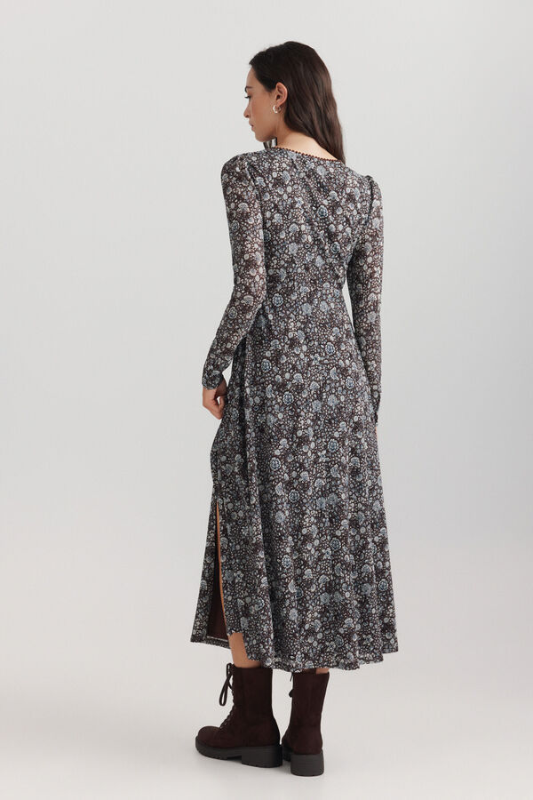Springfield Boho style midi dress nude
