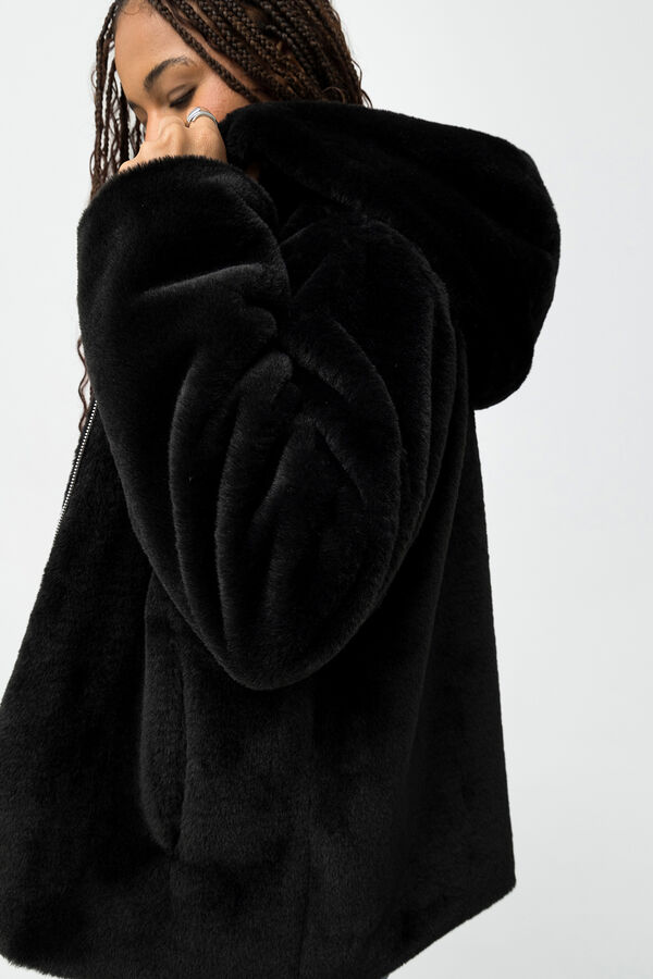 Tiffosi Abrigo Relaxed de Pelo Sint&eacute;tico negro