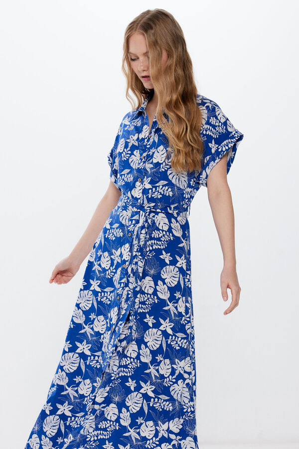 Springfield Haljina sa kragnom i cvetovima Bež