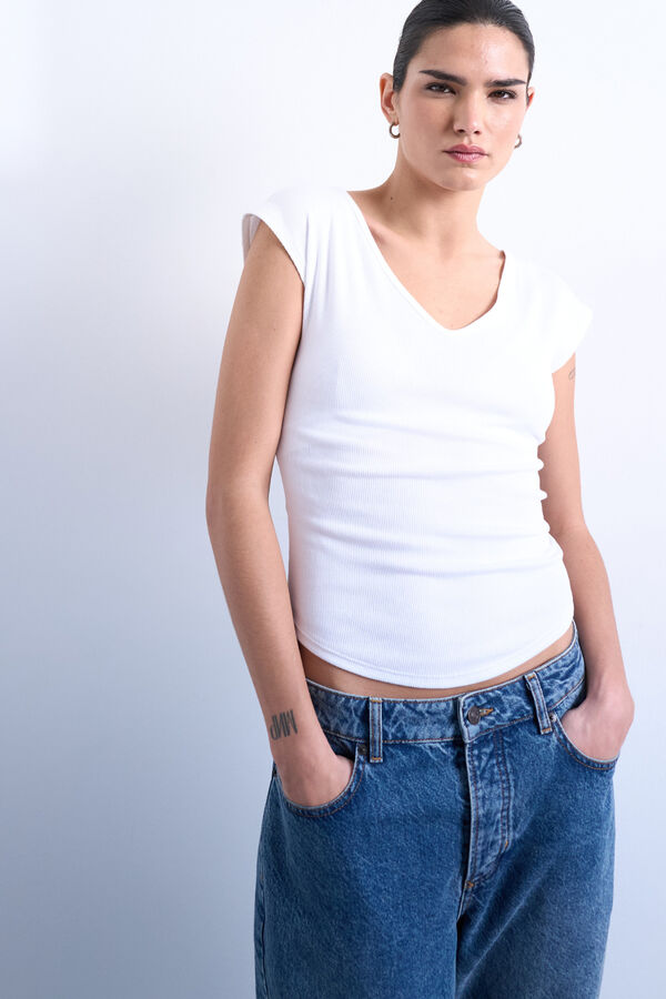 Topshop Plain V-neck top white