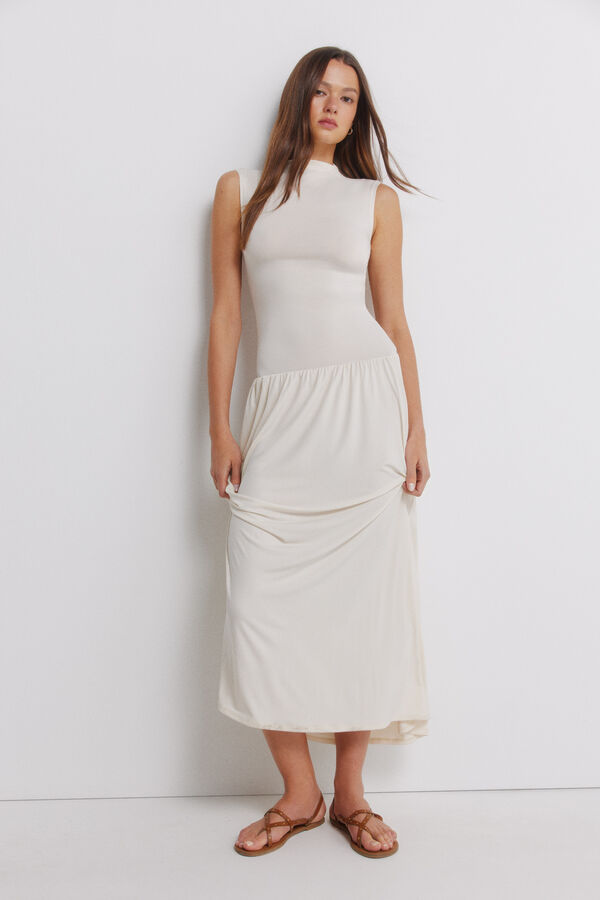 Springfield Ruched dress nude