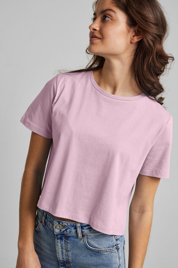 Springfield T-shirt cropped de algodão rosa