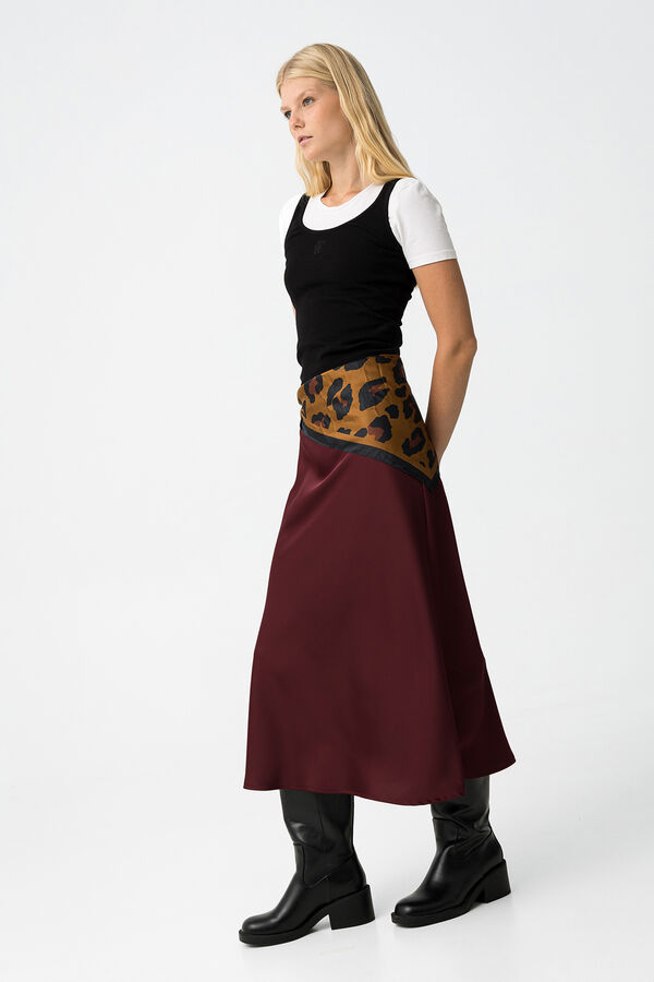 Tiffosi Skirt Midi Satin-Finish nude