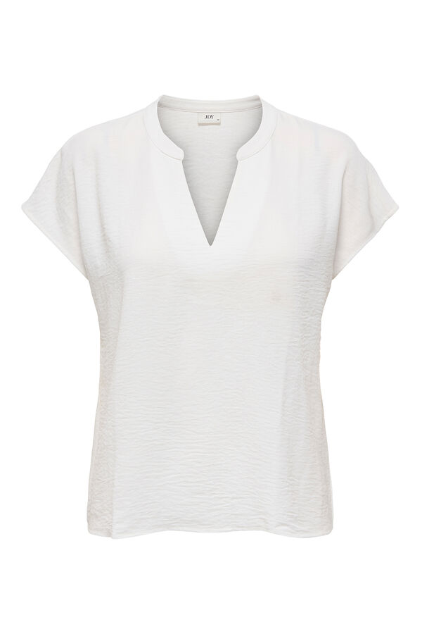JDY Blusa manga corta lino blanco