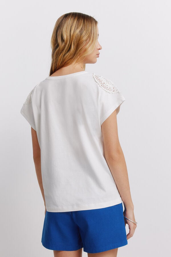 Springfield Crochet shoulder T-shirt white