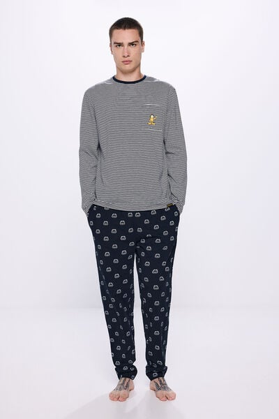 Springfield Langer Pyjama Garfield Dunkelblau