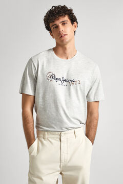 Springfield Camiseta Fit Regular Logo Varsity gris claro