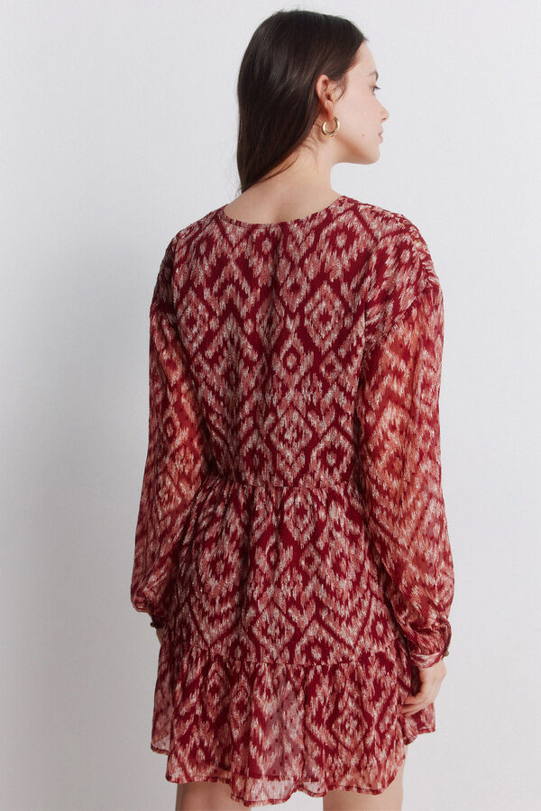 Springfield Sequinned chiffon short dress printed