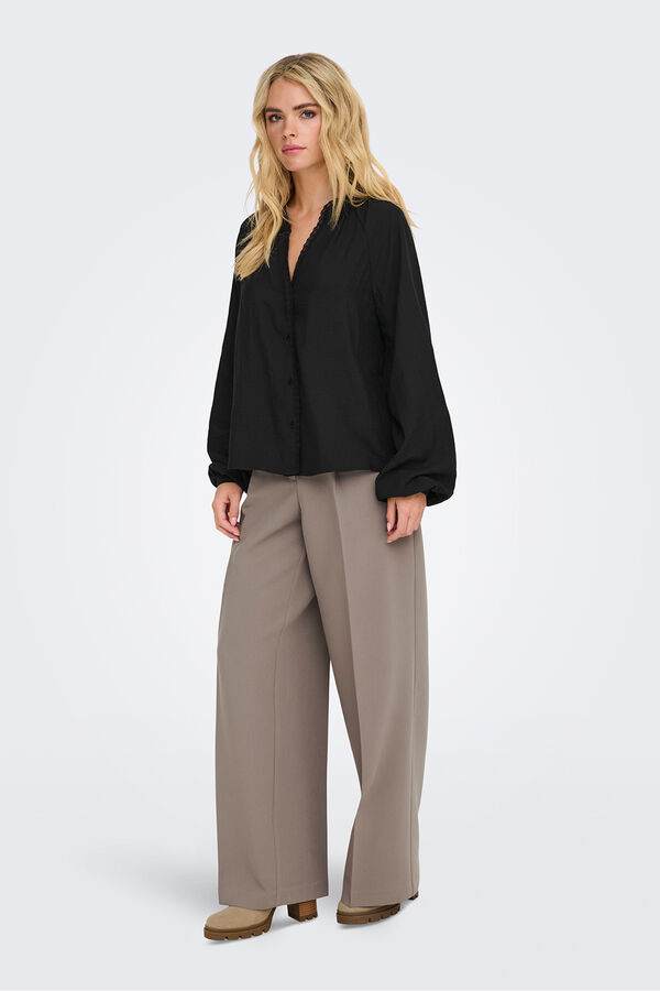 JDY Camisa manga larga bordada negro