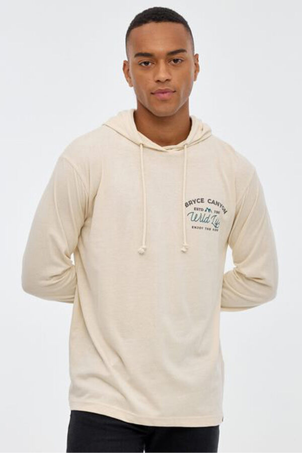 Inside T-shirt com capuz estampado cru