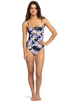 Springfield Women's one-piece swimsuit with crossed straps schwarz