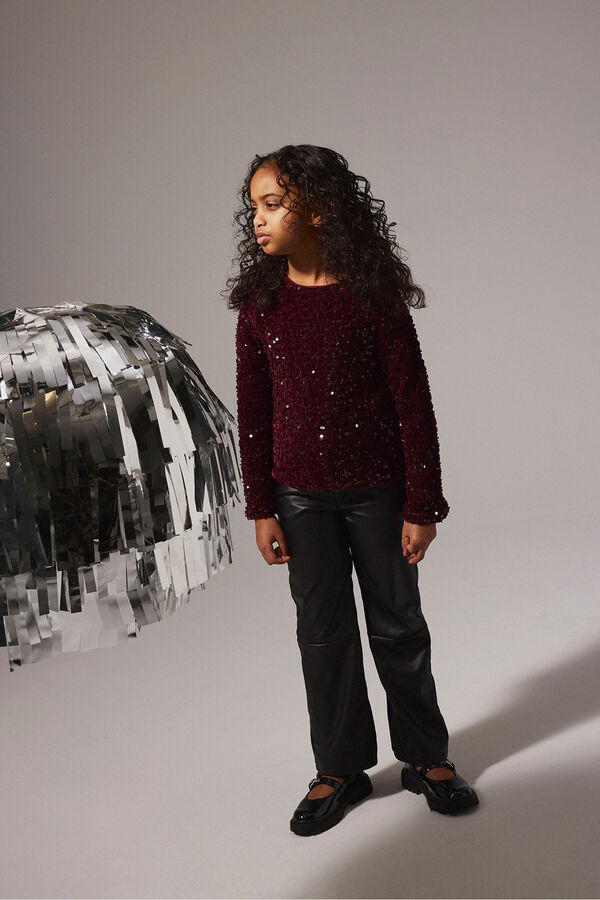 Name It Top de lentejuelas y terciopelo de niña morado/lila