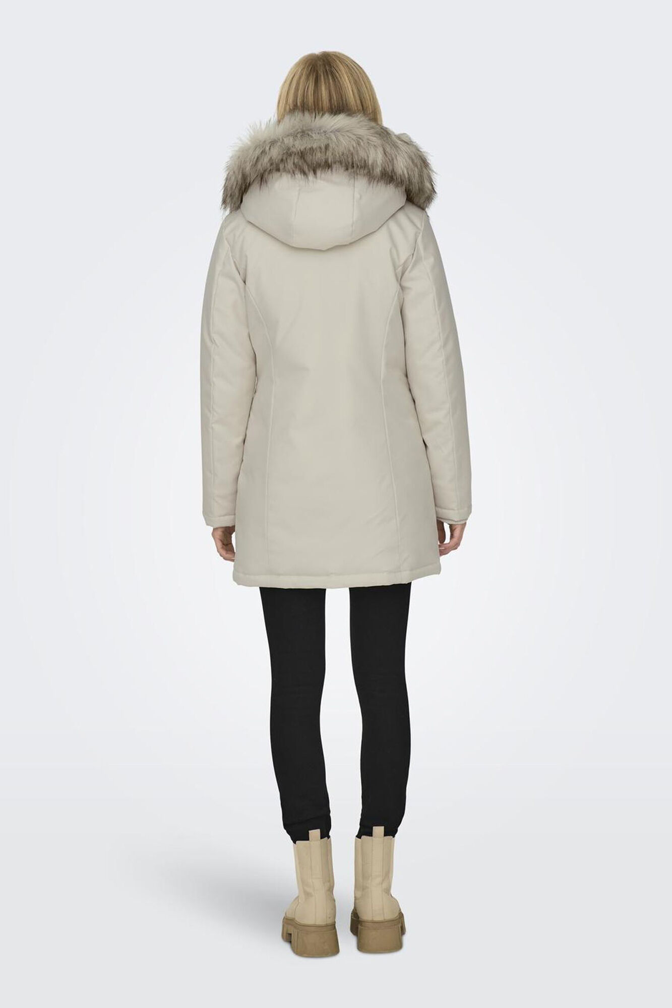 Only Parka com capuz e pele