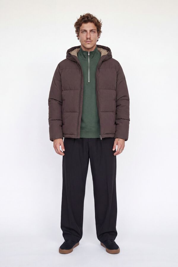 Jack & Jones Puffer jacket with hood brown