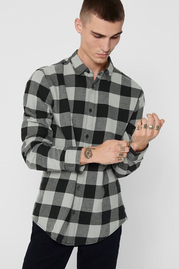 Springfield Men's long sleeve sleeved checkered shirt gray