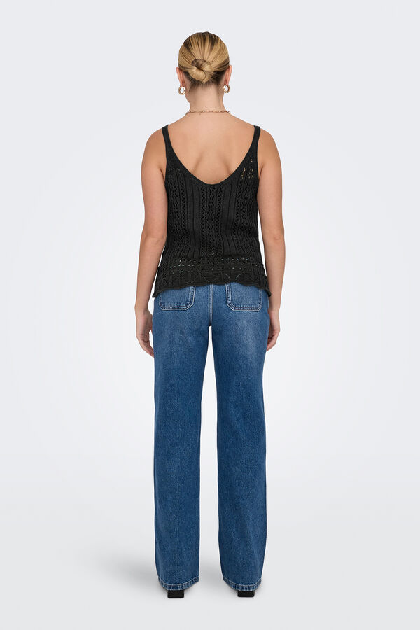 Only crochet straps top black