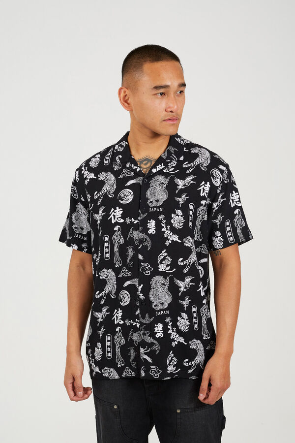 Brave Soul Camisa estampada de manga corta negro
